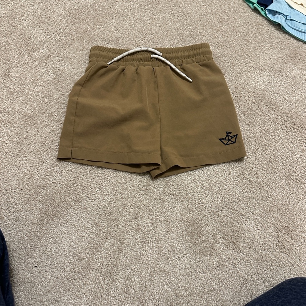Kids Little Paper Boat Khaki Drawstring Shorts